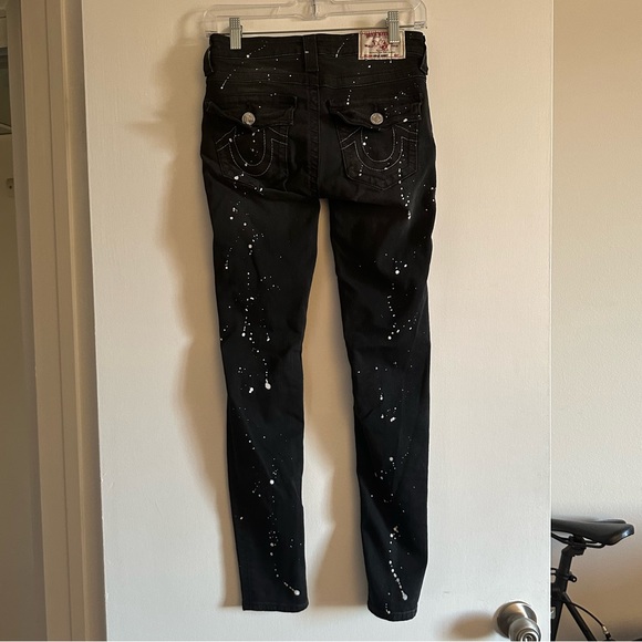 True Religion Black Splatter Paint Super Skinny Jeans size 26 EUC - Picture 4 of 9